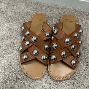 Marc Fisher LTD Raidan Brown Studded Sandals